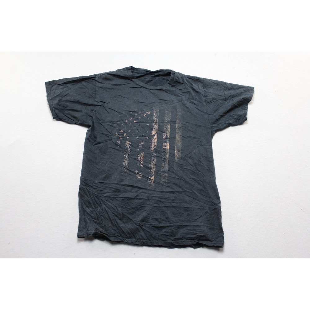 Unbranded Graphic T-Shirt Mens Small Charcoal Good American Flag Distressed